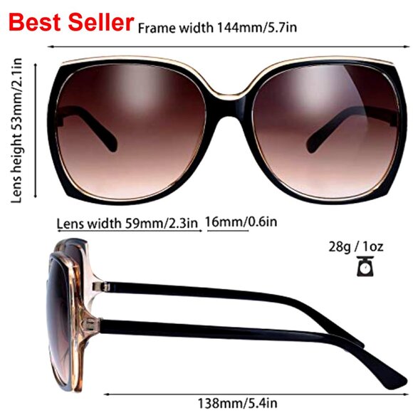 Women's Oversized Square Cat Eye Sunglasses UV400 Protection Fashion Accessory - Picture 3 of 7